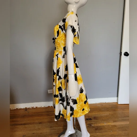 Pinup Couture Evelyn Yellow Roses Swing Dress + Bolero, VGUC, Size XL - Picture 7 of 11